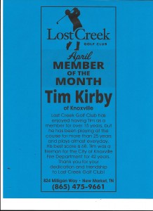 Lost Creek Golf Club April Member of the Month Tim Kirby